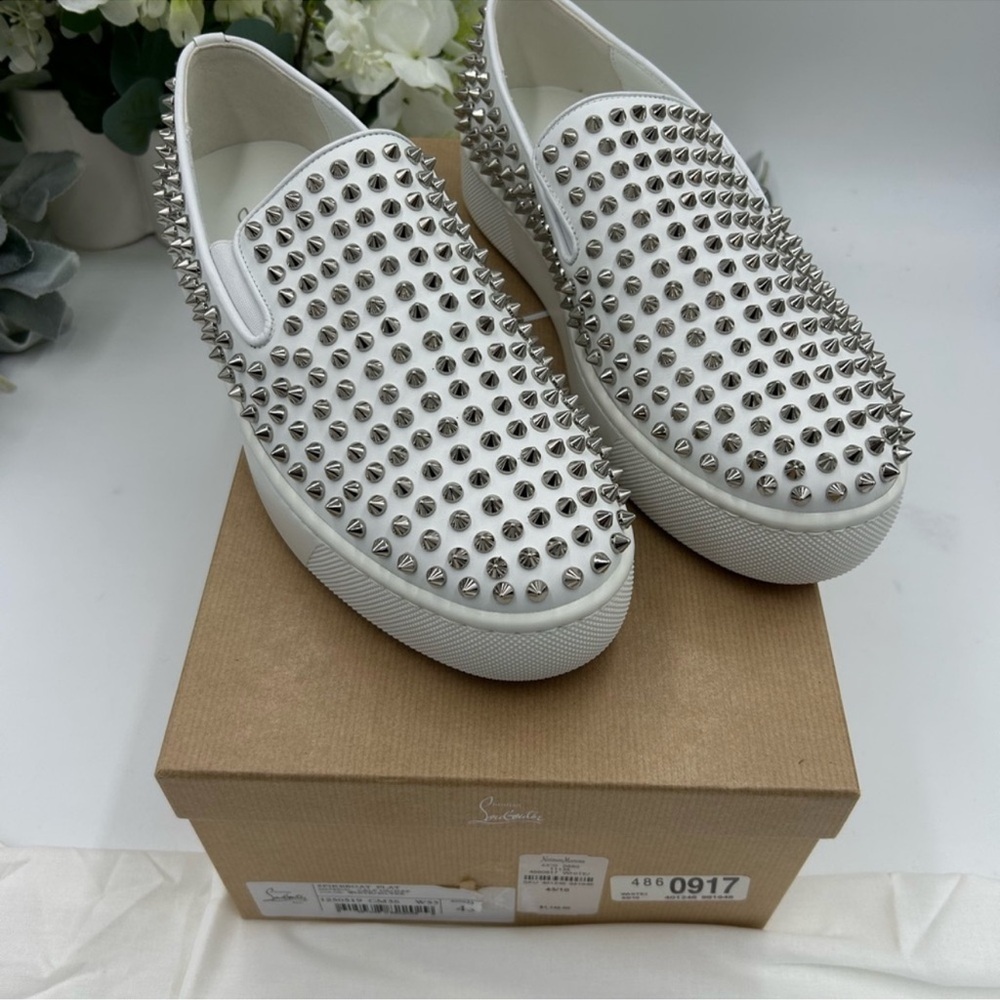 Men’s Christian Louboutin spike boat slip on sneaker size 43 made in Italy